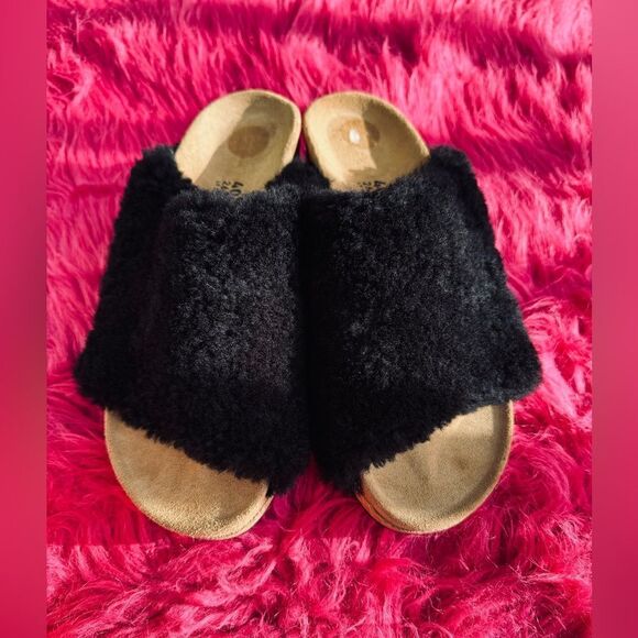 BIRKENSTOCK Papillio Women's Namica Teddy Shearling Black Sz 9 - Picture 3 of 8